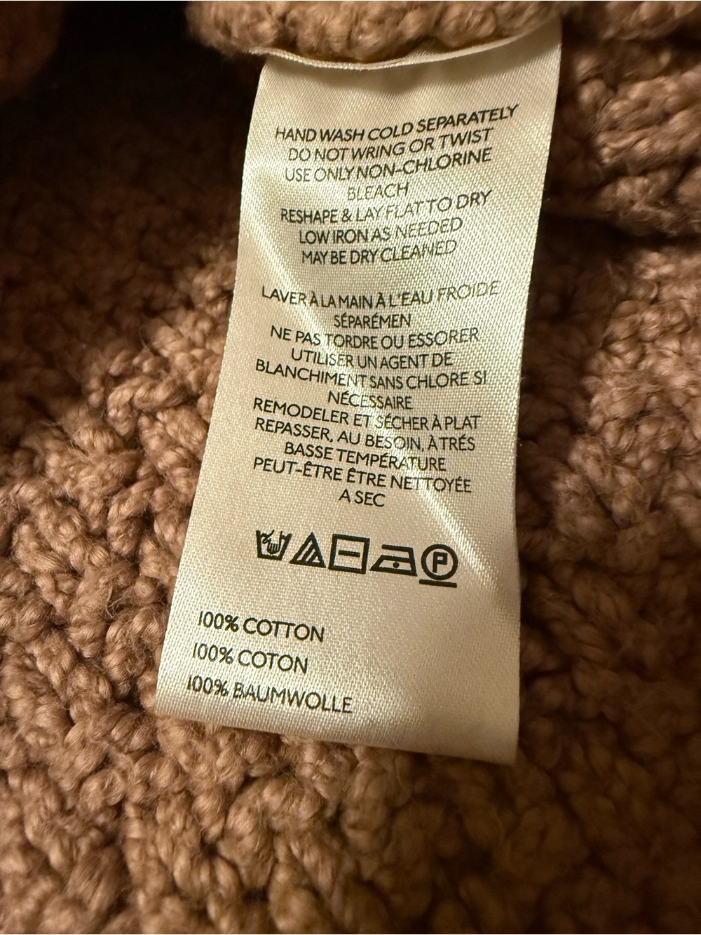 Free People Bonfire Cable Knit Cardigan Beaver Fur Brown Tan Chunky Sweater S - Picture 10 of 11
